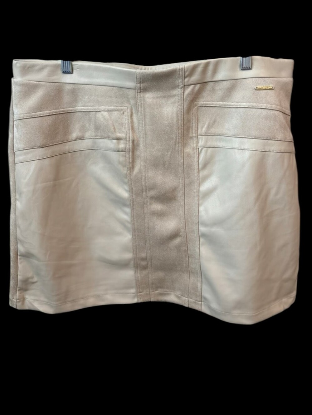 Marc New York Cream Faux Leather & Faux Suede Mini Skirt